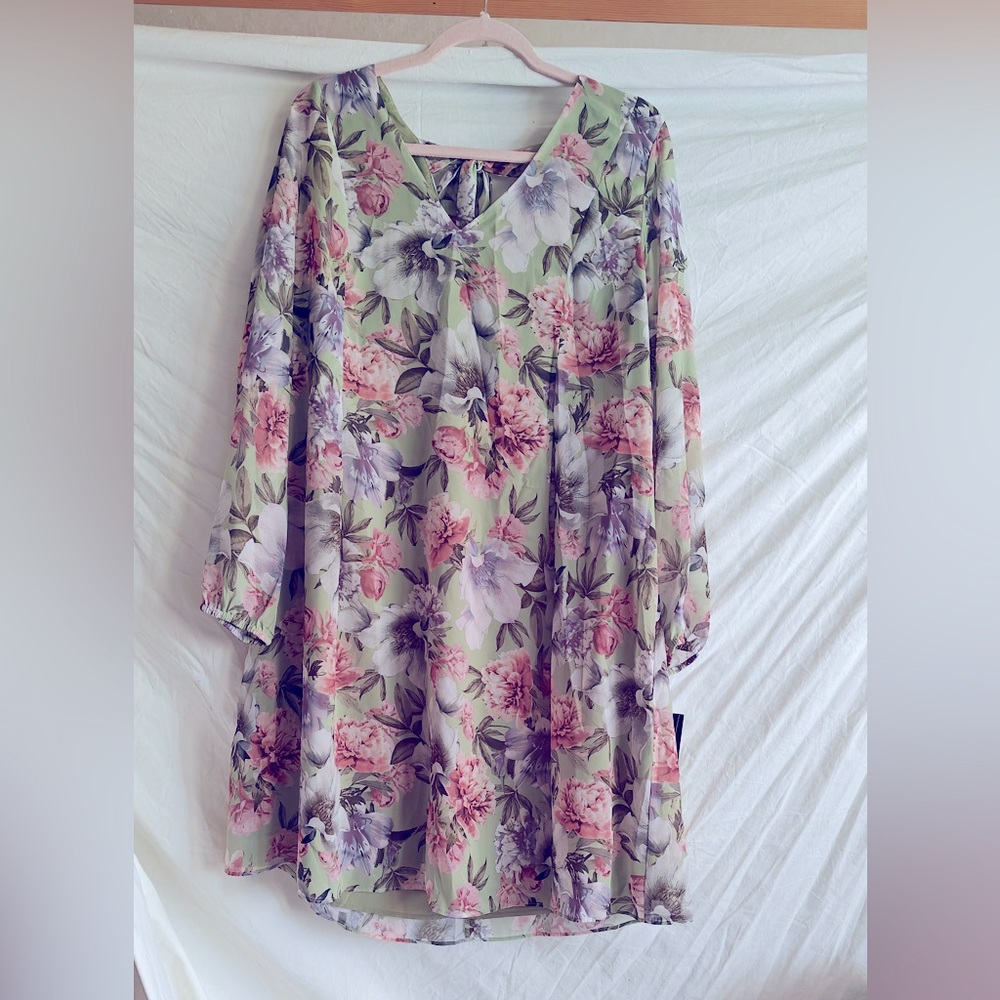 Floral sage midi dress by International concepts size XL